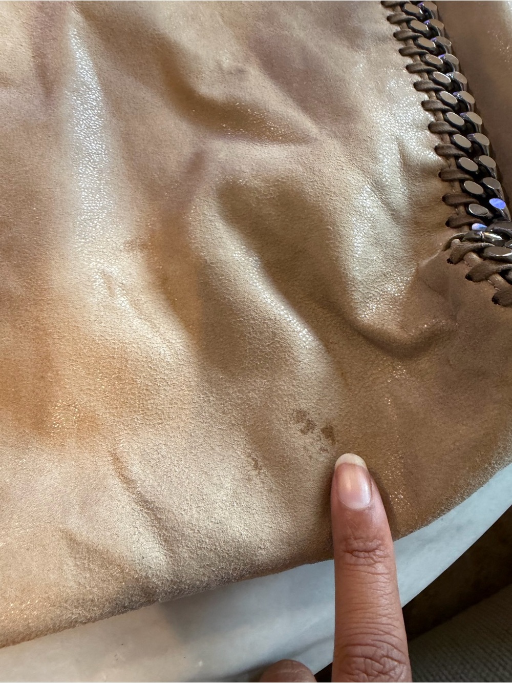 Stella McCartney Large Falabella Ombre Beige Faux Leather Bag w Chain Link *READ - Picture 6 of 11